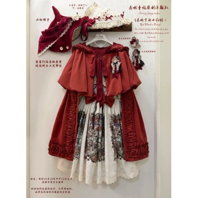 Forest Fairy Tales Red Hood In Forest Sweater Skirt JSK and OP(Reservation/2 Colours/Full Payment Without Shipping)